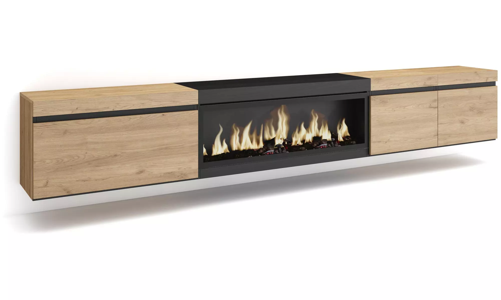 Meuble TV suspendu avec cheminée électrique en option