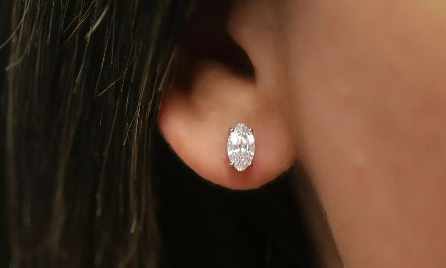 Sterling Silver 2.00 CTTW Marquise Studs With Crystal From Swarovski