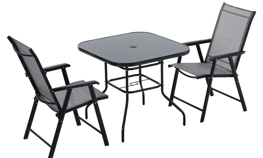 Image 16: Tempered Glass Table with Two Chairs