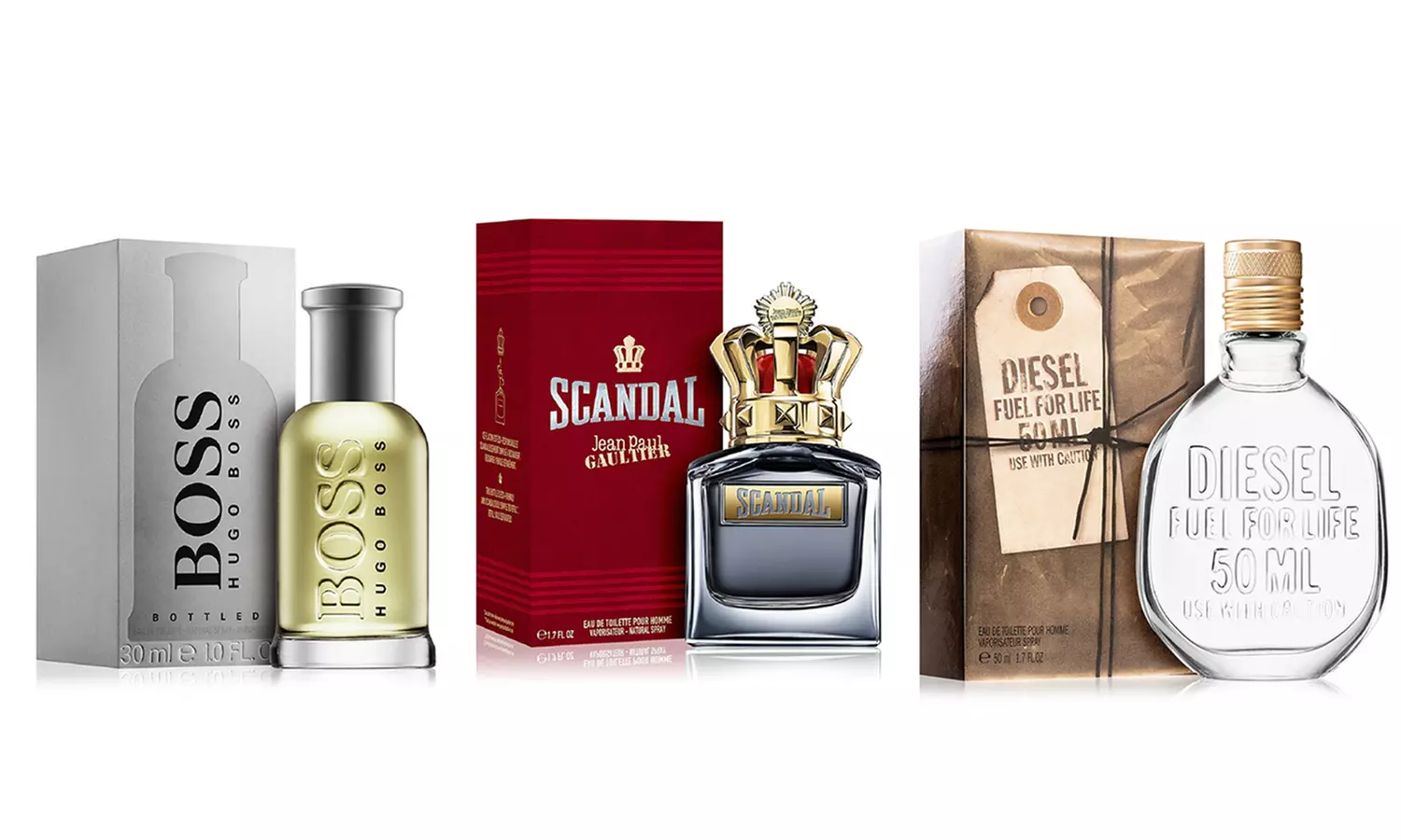 Fragranze da uomo  Diesel, Hugo Boss e Jean Paul Gaultier