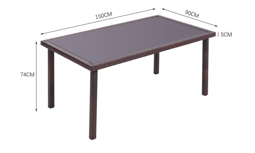 Image 37: Outdoor Garden Rattan Effect Tempered Glass Coffee Table with 6 Styles