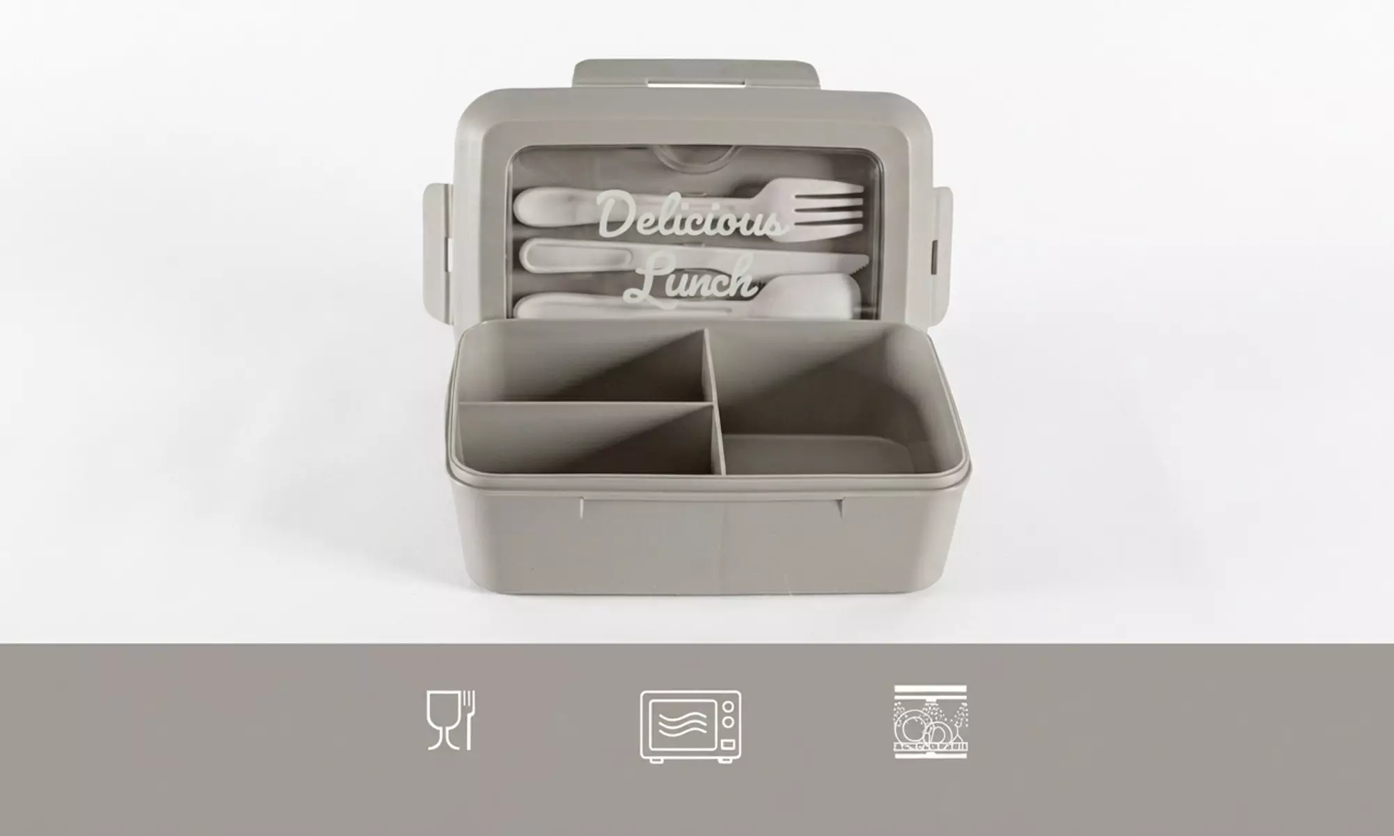 Set van 2 lunchboxen (1300 ml.) met 3 vakken en bestek