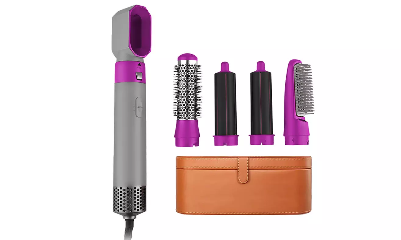 Sèche-cheveux avec 5 embouts différents et étui, pour boucler et lisser - Primary Image