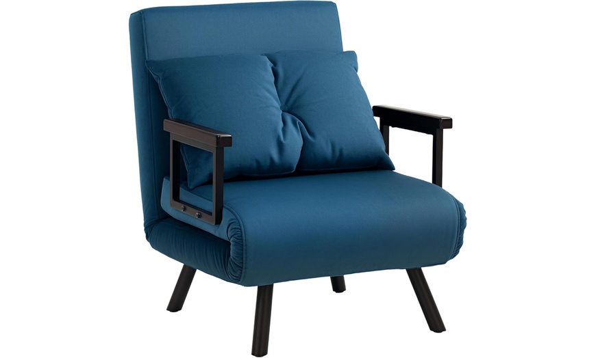 Image 2: HomCom 4-in-1 Velvet-Feel Single Chair Bed
