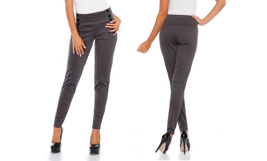 Image 3: High-waisted Three-Button Pants