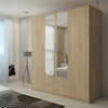 Image 1: Lucca Modern 4 Door Hinged Wardrobe with Mirror and Drawers