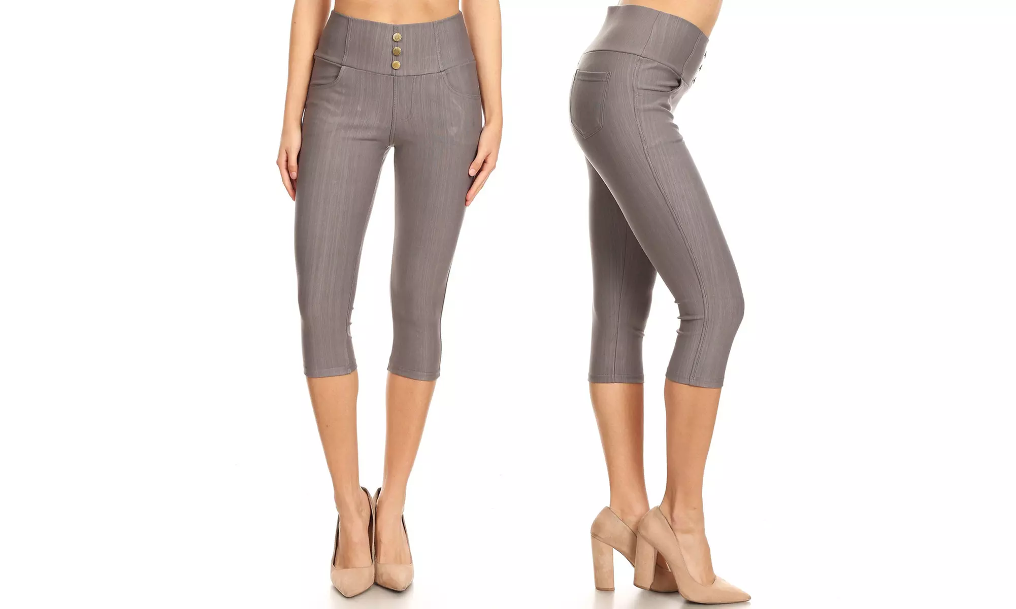 Women's Knit Denim Capri Pants Stretch Pull-On  Jegging Also In Plus Size