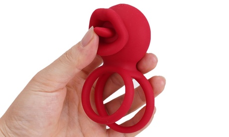 Vibrating C-Ring with Rose Clitoral Stimulator G Spot Clitoris Vibrator Red