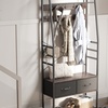Image 3: HomCom Coat Rack with Shoe Storage Bench and Hooks