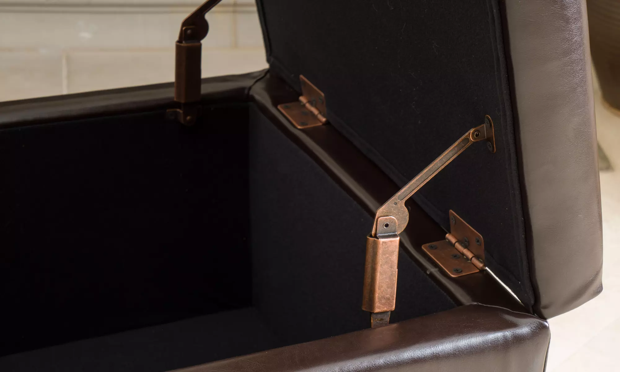 Alpine Leather Storage Ottoman Coffee Table - Second Medium