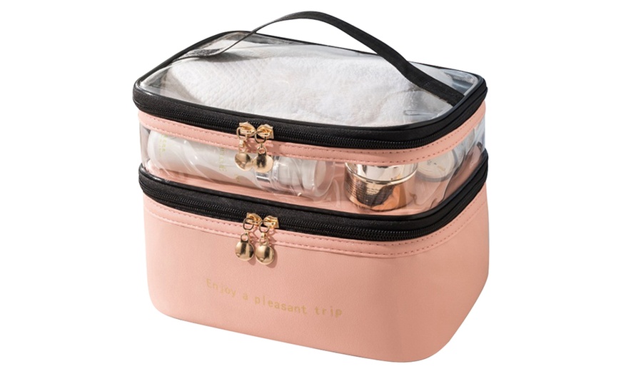 Image 13: Double Layer Makeup Organizer Bag