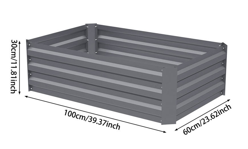Image 9: Grey Metal Open-Bottom Raised Garden Bed in Two Sizes