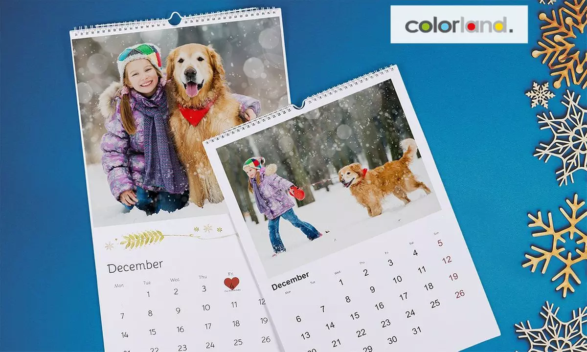 Personalised Photo Calendar in A4, A3 and XL format from Colorland