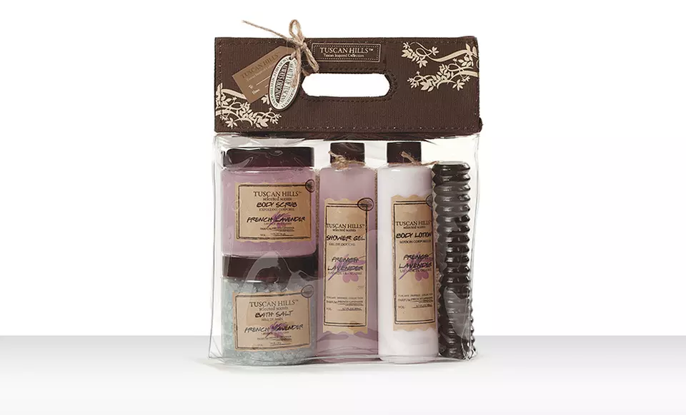 Tuscan Hills 6-Piece Spa Sets with Scented Bath Products, a Wooden Massager, and a Terry Towel.  Multiple Scents. - Second Medium