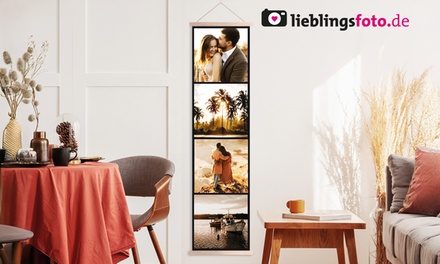 30 x 90 cm: Foto-Collage auf Textil-Wandkarte mit Aufhänger in Natur oder Schwarz (Versandkosten nicht inkl.) - Lieblingsfoto