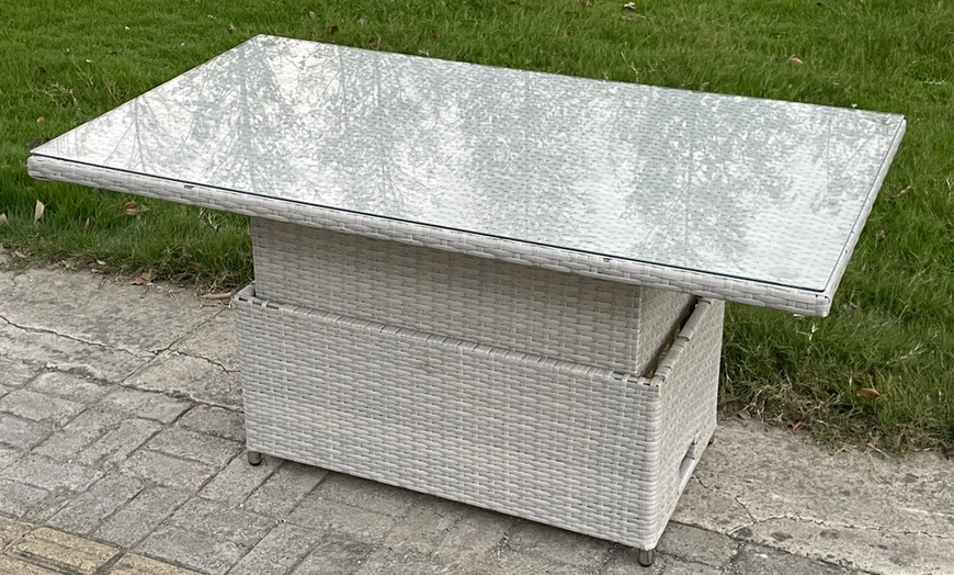 Image 5: Fimous Polyrattan-Gartenmöbel-Set mit höhenverstellbarem Tisch