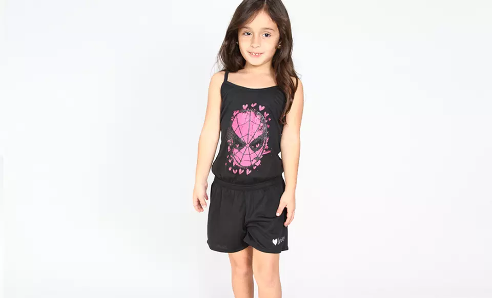 Girls' Batgirl or Spider-Man Romper Pajamas. Free Returns. - Second Medium