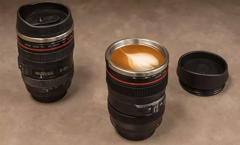 Camera-Lens Coffee Mug with Lid - Primary Image