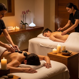60 mins Couple massage Deep Tissue + Hotstone + Aromatherapy + CBD - Audra's Spa