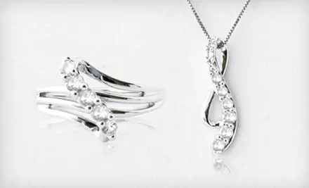 $19 for a White Sapphire Ring or Pendant Necklace ($80 List Price). Free Shipping. - Primary Image