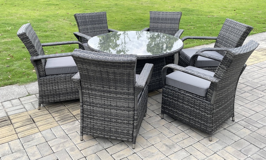 Image 3: Outdoor Rattan Garden Furniture Dining Set Table And Chair 