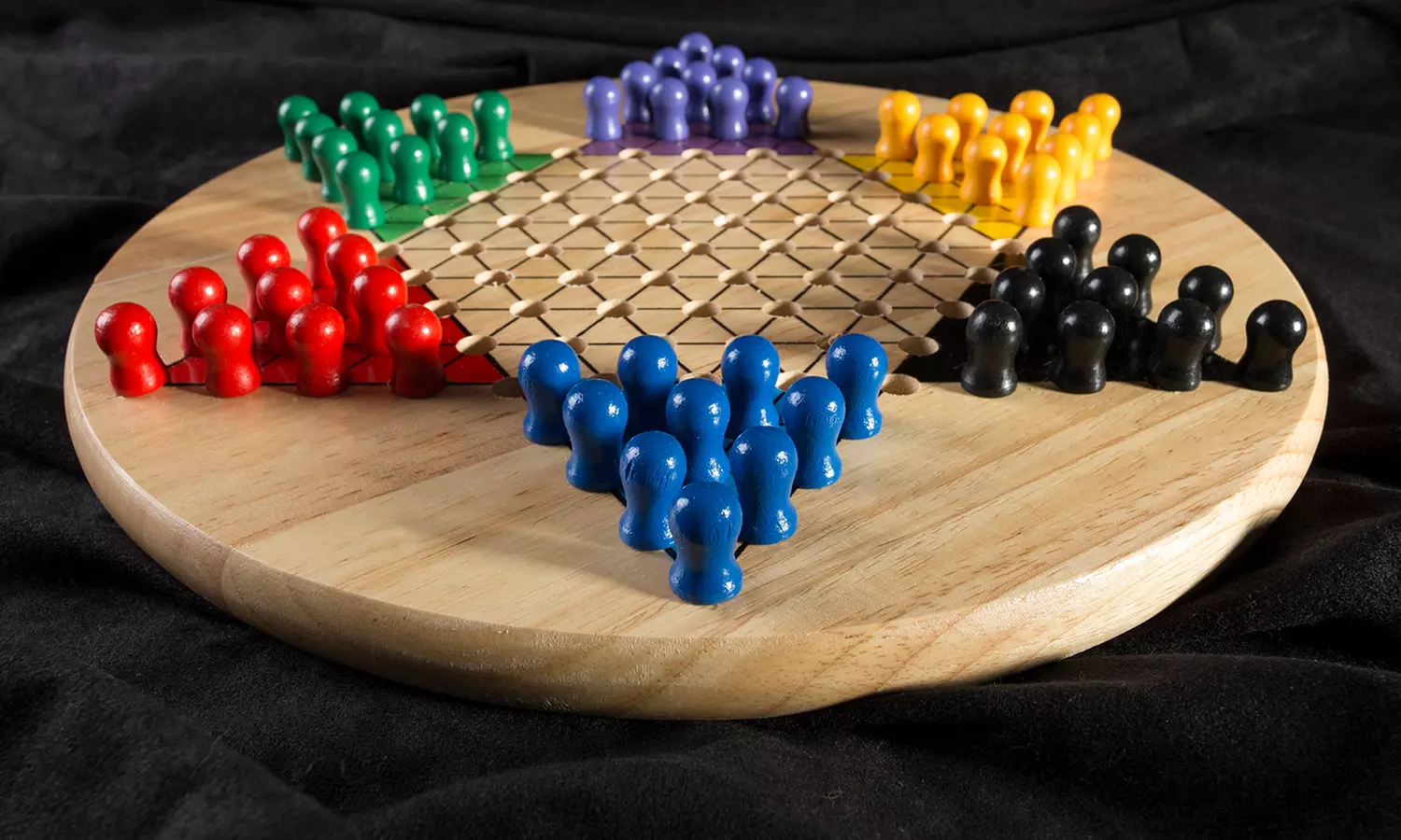 Hey! Play! Chinese Checkers Game Set with 11" Wooden Board and Pegs - Primary Image