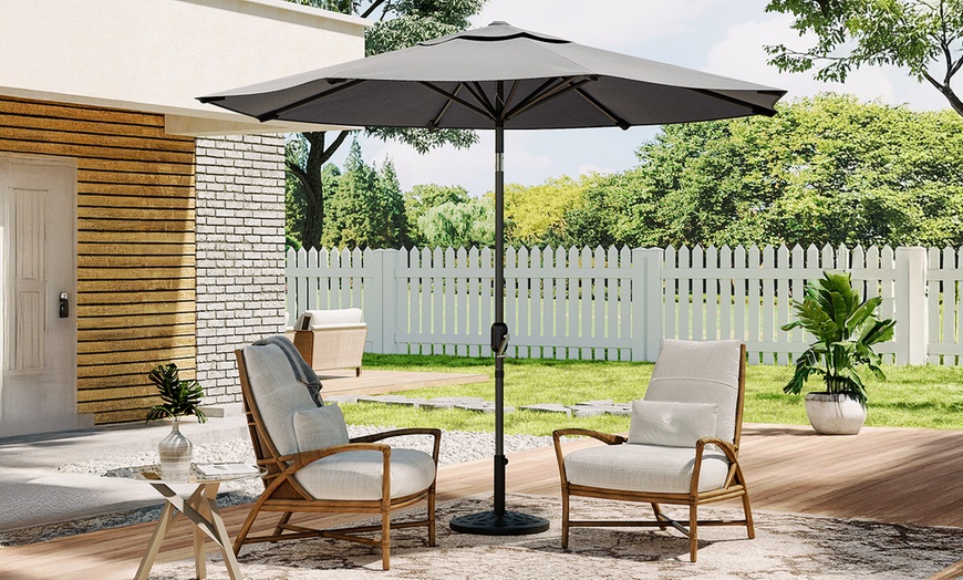 Image 3: Large 3m Grey Cantilever Parasol with Multiple Base Styles 
