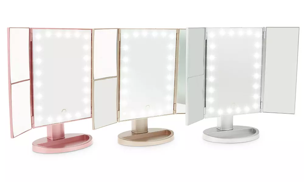 Miroir pliable sur pied avec 24 LED - Primary Image