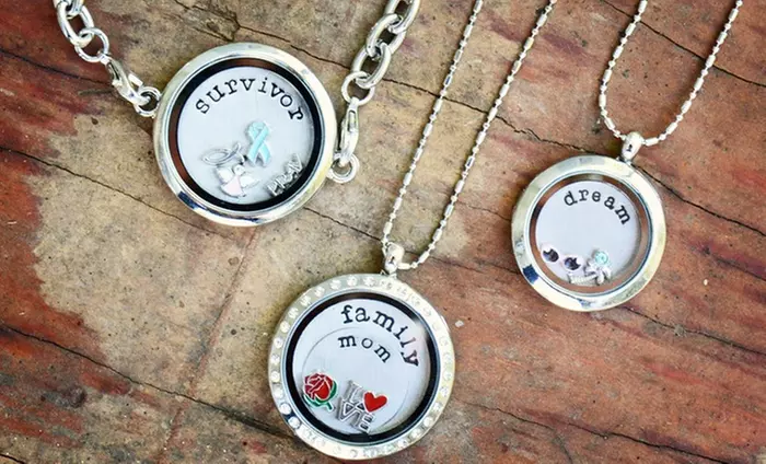 Round Locket Necklace and Custom Plate from Stamp the Moment. Multiple Options from $19.99–$24.99. - Primary Image