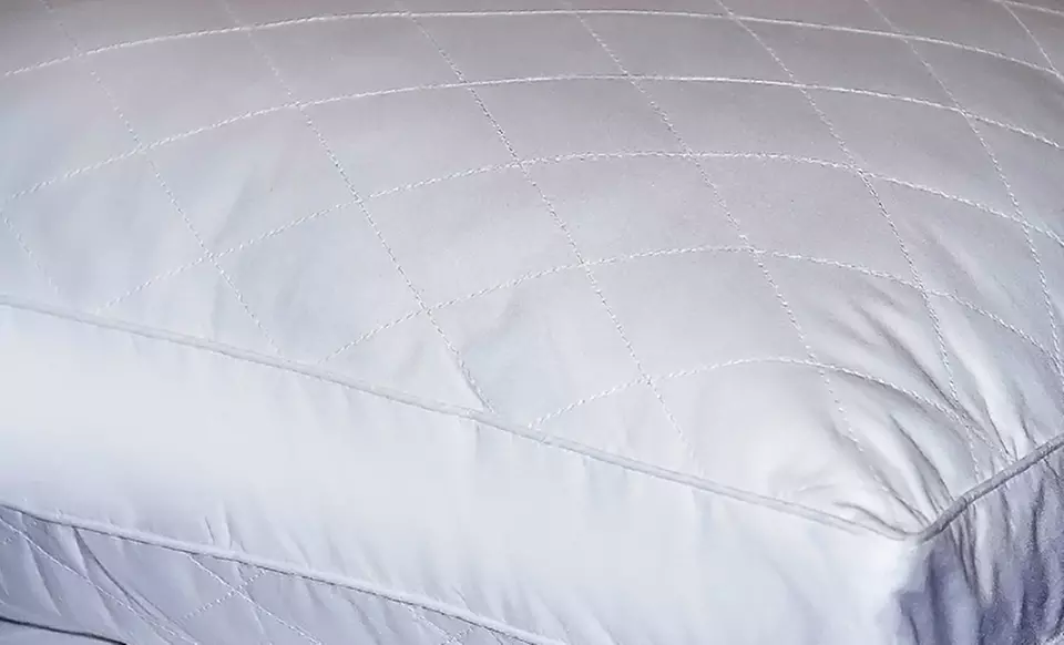 2 Standard-Sized Quilted Feather Pillows - Second Medium