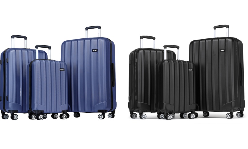 Image 1: KONO 19/24/28 Inch Striped ABS Hard Shell Suitcase 