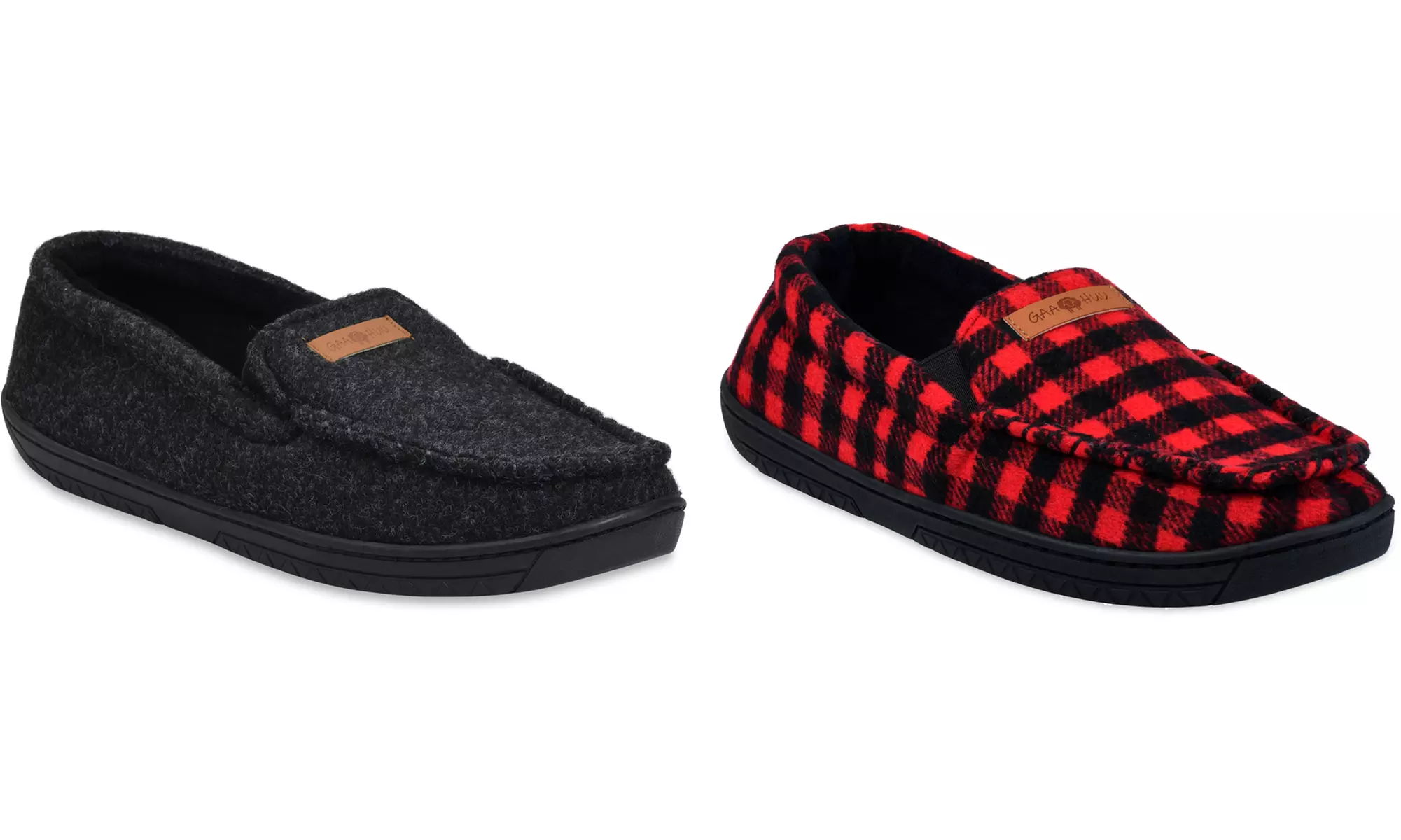 Gaahuu Men's Faux Wool Moccasin Slipper with Velour Lining
