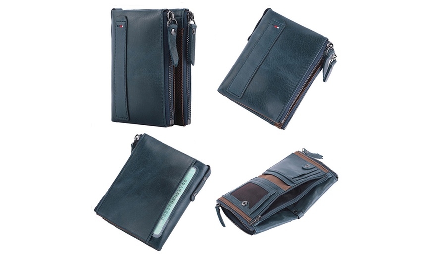 Image 7: Men's RFID Cow Leather Wallet