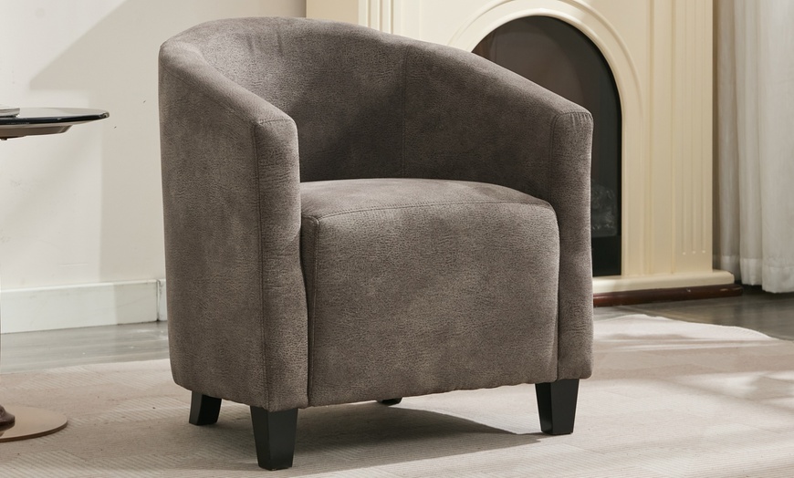 Image 12: Bronzing Fabric Tub Chair with Footstool