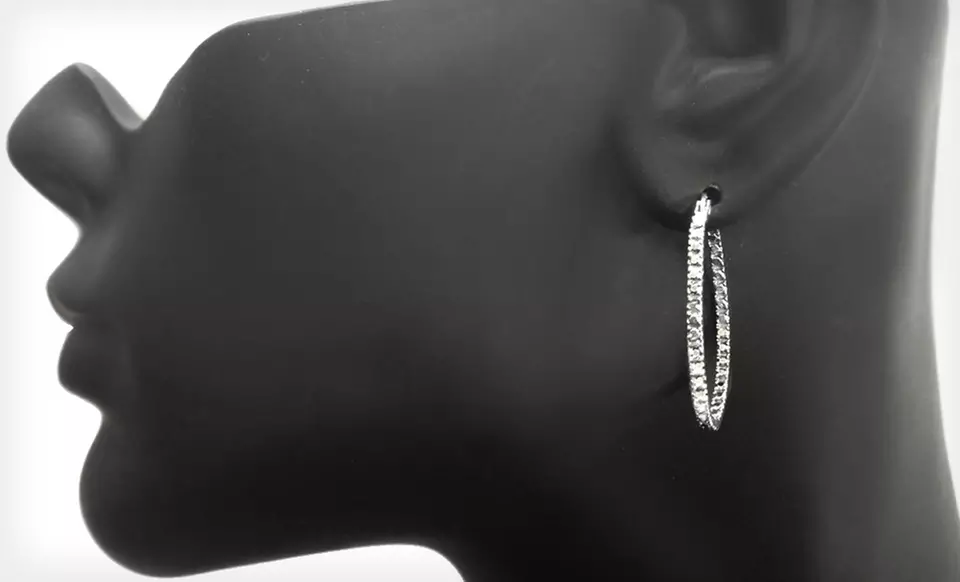 One Pair of Diamond-Accented Hoop Earrings (Up to 79% Off). Three Styles Available. Free Shipping and Free Returns. - Second Medium