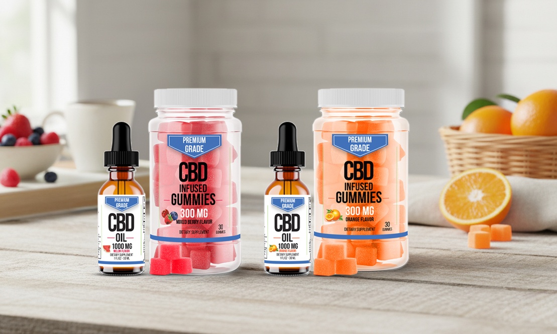 Premium Grade CBD Gummies and CBD Oil Extra Strength Combo Pack (1300mg)