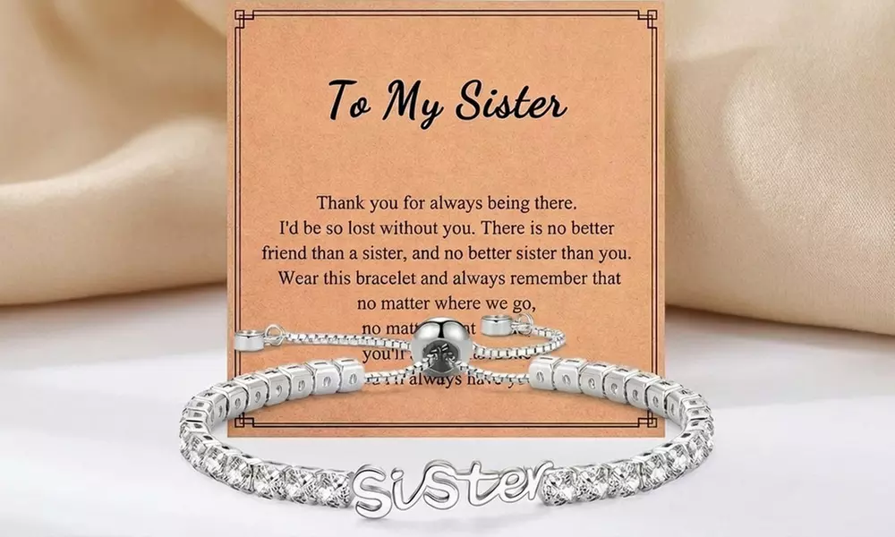 Cubic Zirconia Tennis Bracelet with Adjustable Chain Bracelet