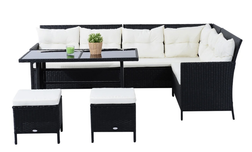 Image 6: Outsunny 8 Seater Rattan Effect Garden Dining Set with Table