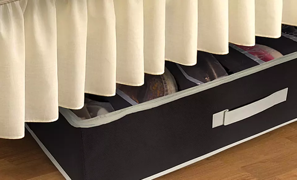 12-Pair Under-the-Bed Shoe Organizer in Black or Pink. Free Returns. - Primary Image