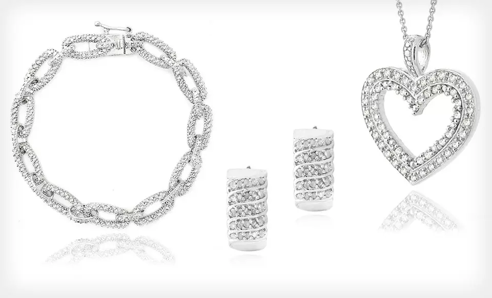 Diamond Earrings, Necklace, or Bracelets (Up to 76% Off). Four Options Available. Free Shipping. - Primary Image