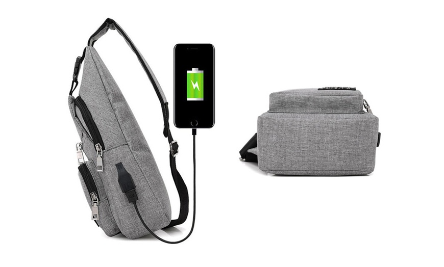 Image 8: Unisex Sling Bag Shoulder Chest Crossbody Bag Hiking Travel Backpack