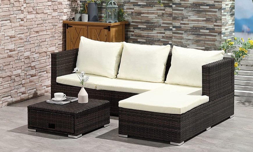 Image 12: Outsunny Rattan Effect Garden Sofa Set