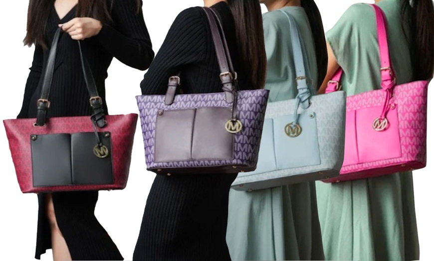 Image 1: Havenly Vegan Leather Tote Set - Stylish & Functional