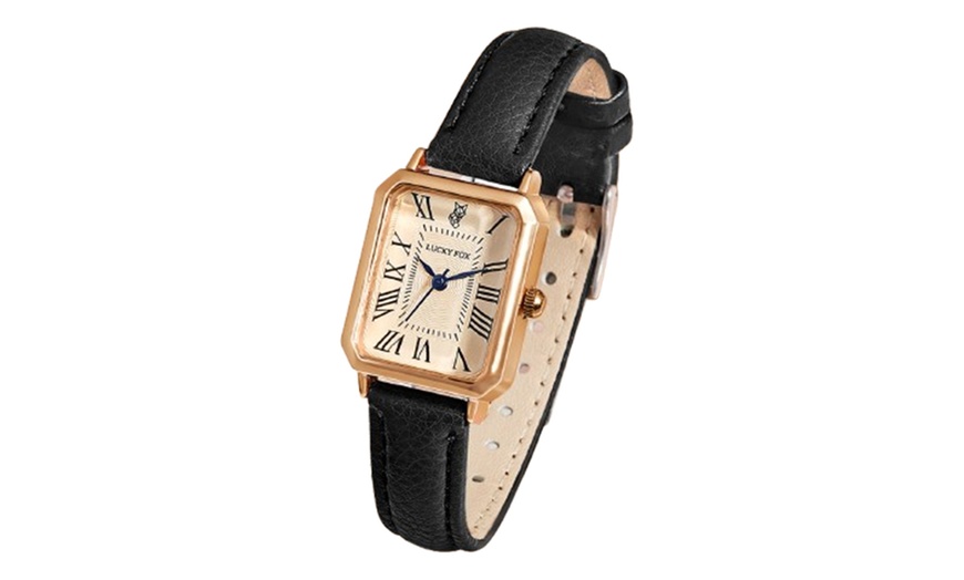 Image 2: Retro Damenarmbanduhr mit Lederarmband