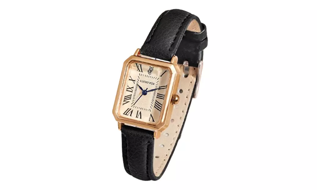 Retro Damenarmbanduhr mit Lederarmband