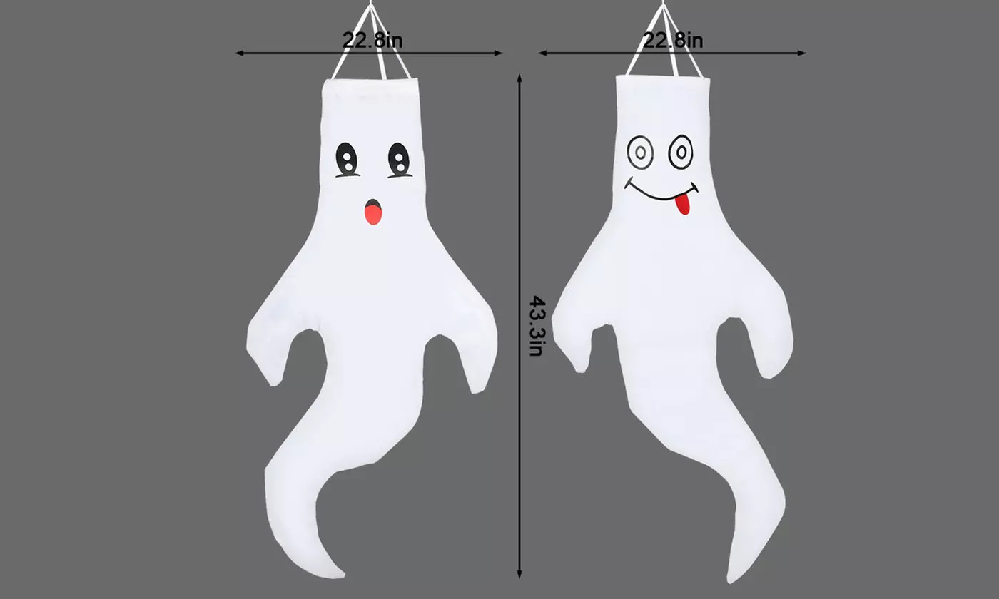 2PCS Large Halloween Hanging Ghost Windsocks Outdoor Yard Decoration