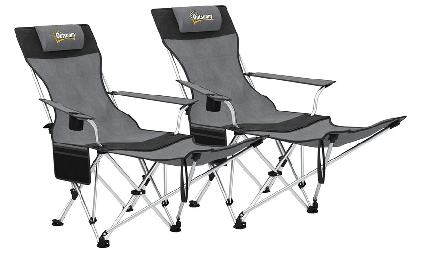 Image 10: Set of Two Outsunny Folding Camping Chairs 