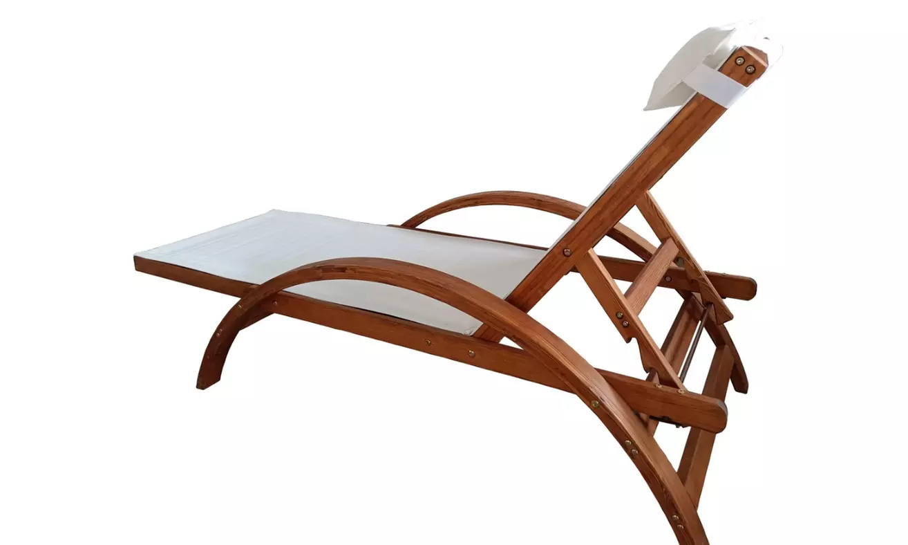 Transat en bois et toile avec accoudoirs et têtière ajustable Kocoon