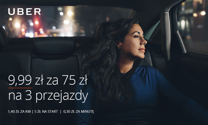 Image 1: Uber: groupon 75 zł na 3 przejazdy, 5 miast