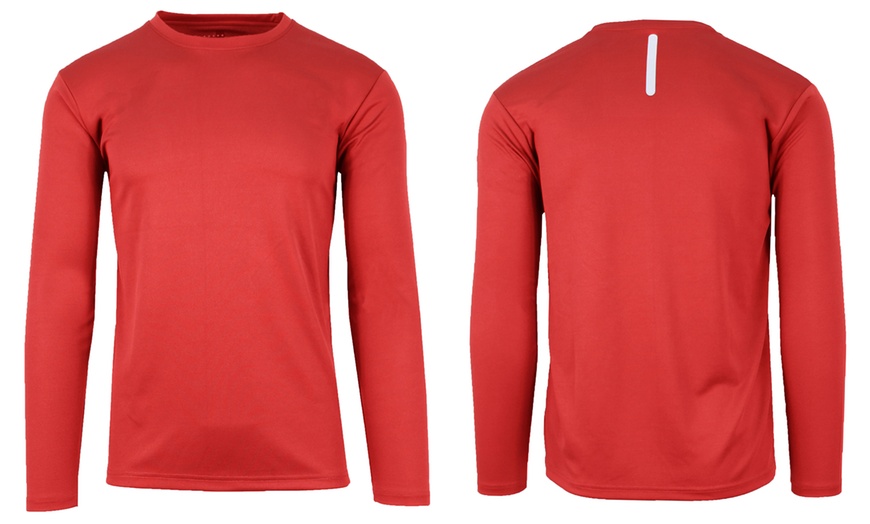 Image 8: Men's Long Sleeve Moisture Wicking Crew Neck Tagless Performance Tee